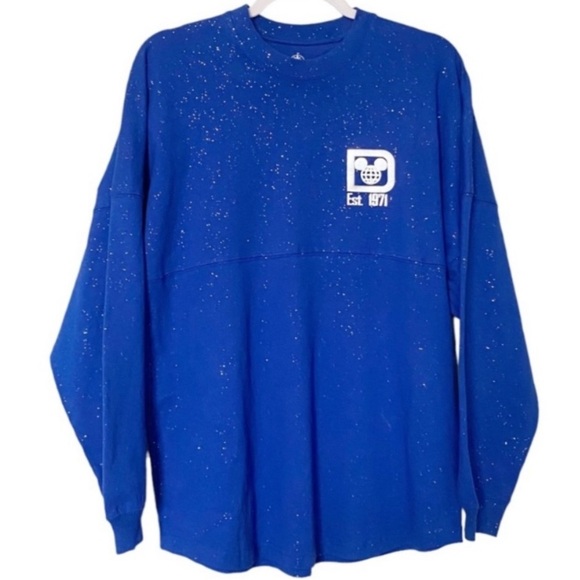 Disney Parks Walt Disney World Wishes Come True Spirit Jersey Blue Glitter Small